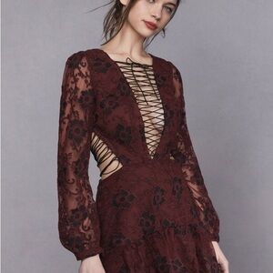 Elegant For Love and Lemons Burgundy Lace Dress